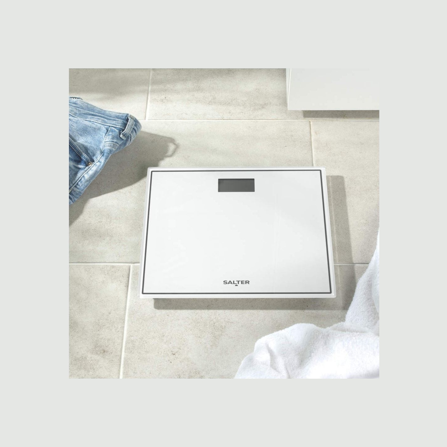 Salter 9207 WHCFEU12 Compact Glass Electronic Bathroom Scale, White