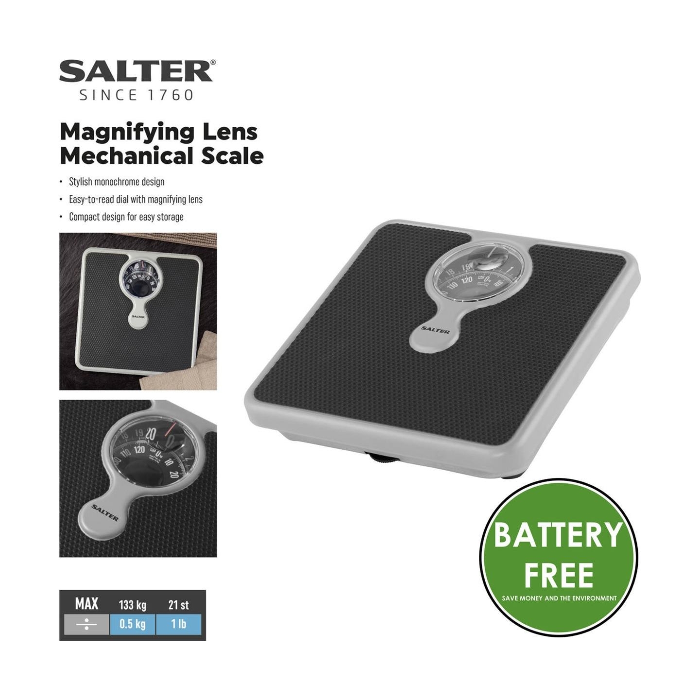 Salter 484 SFEU12 Magnifying Lens Bathroom Compact Mechanical Scale