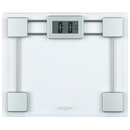 Salter 9081 SVFEU12 Glass Electronic Bathroom Scale, Silver/Transparent