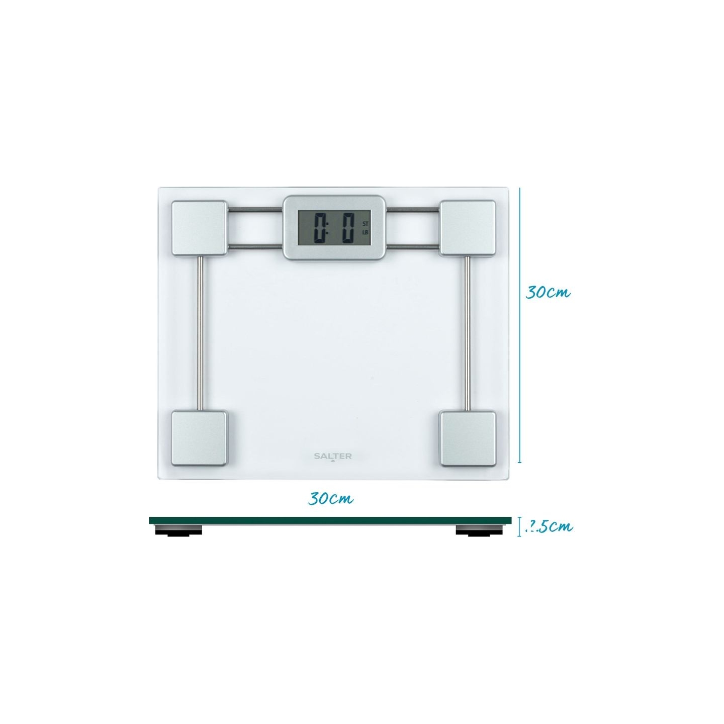 Salter 9081 SVFEU12 Glass Electronic Bathroom Scale, Silver/Transparent