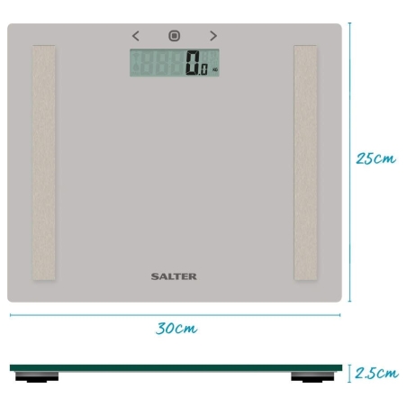 Salter 9113 GFEU12  Compact Glass Analyser Bathroom Scales, Grey