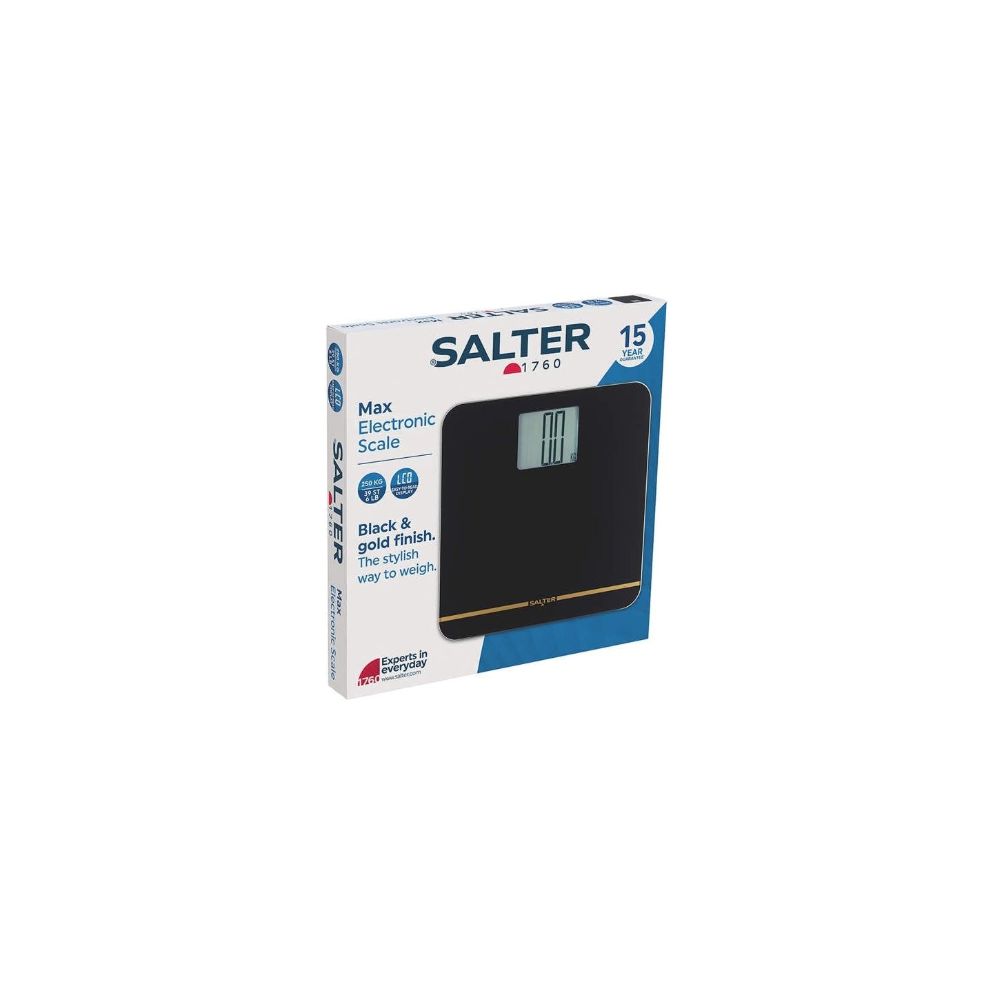 Salter 9075 BGFEU12 Max Electronic Bathroom Scale, Black/Gold