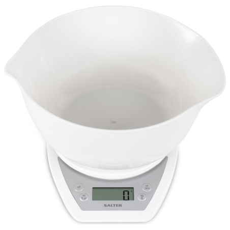 Salter 1024 WHDR14EU16 Digital Kitchen Scale & Dual Pour Bowl - White