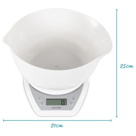 Salter 1024 WHDR14EU16 Digital Kitchen Scale & Dual Pour Bowl - White