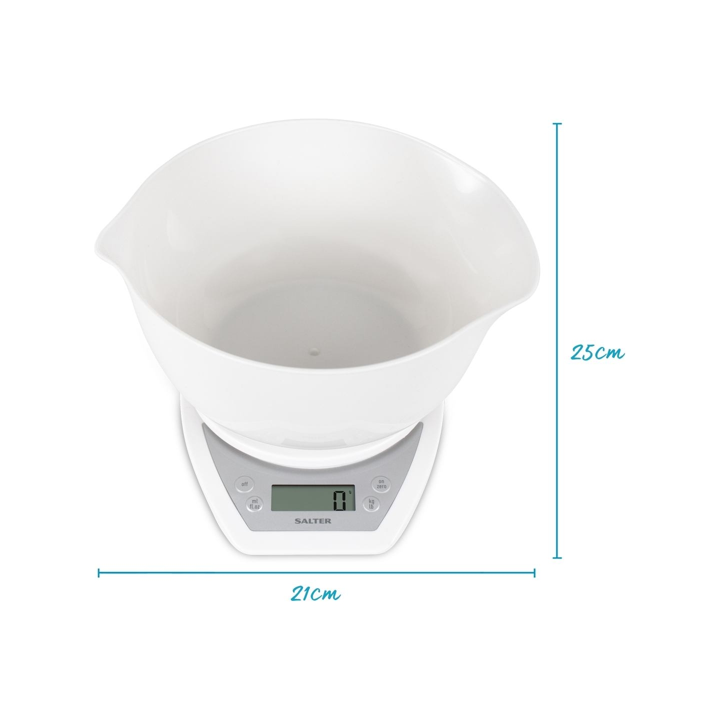 Salter 1024 WHDR14EU16 Digital Kitchen Scale & Dual Pour Bowl - White