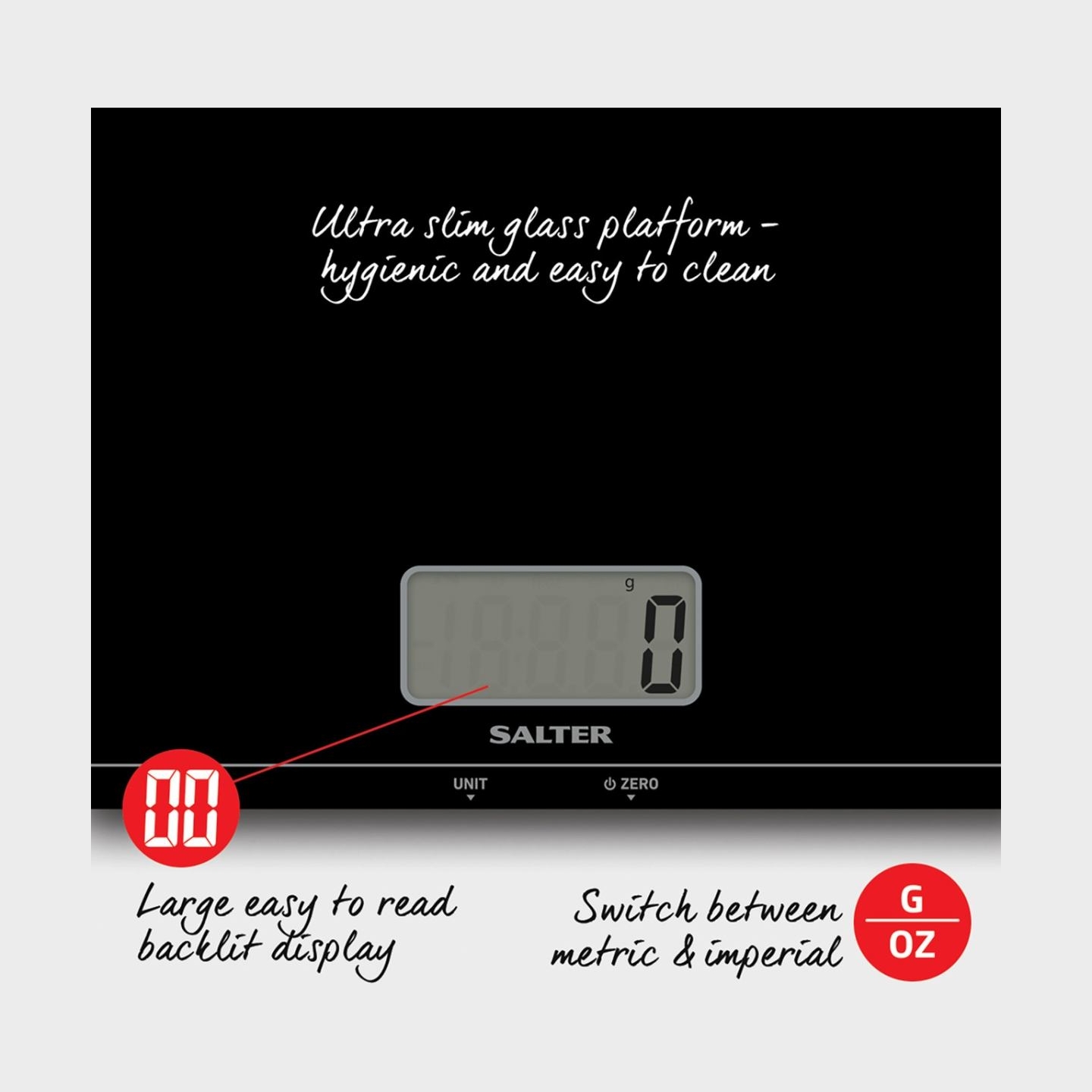 Salter 1172 BKDRCEU16 Large Platform Digital Kitchen Scale