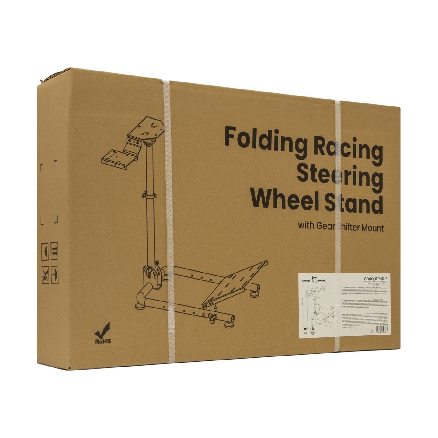 White Shark CONQUEROR-2 Foldable Racing Steering Wheel Stand With Gear Shifter Mount
