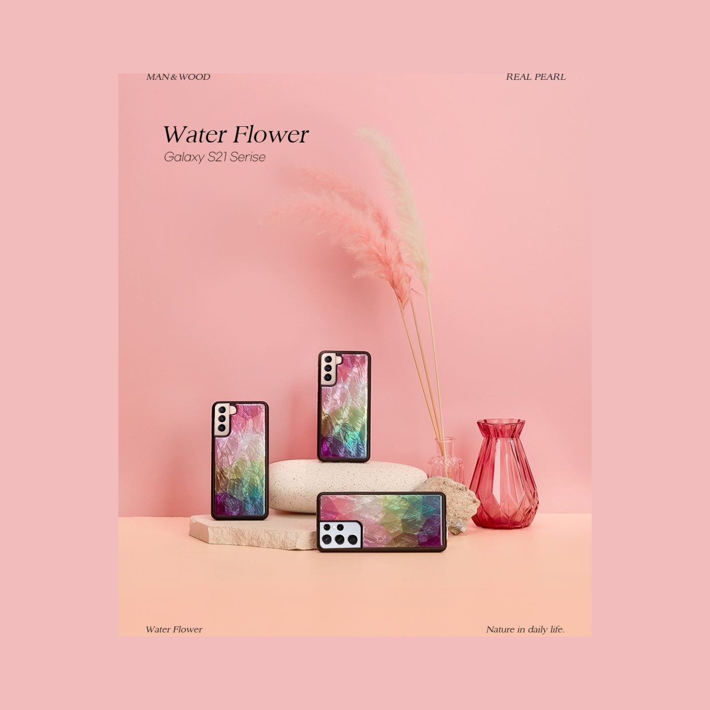 Ikins case for Samsung Galaxy S21+ water flower black