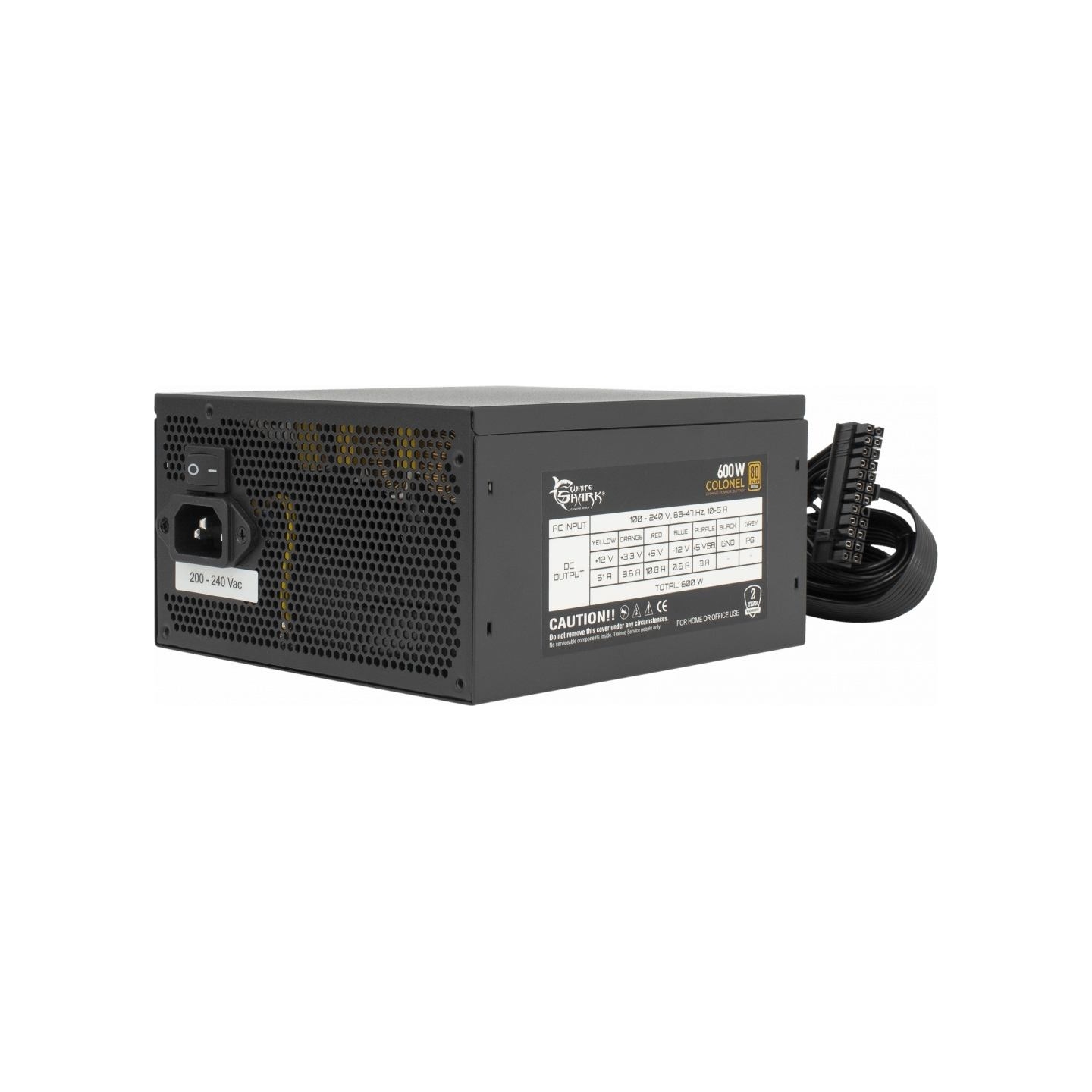White Shark GPSU-B600S Colonel 600W 80+ Bronze SemiModular