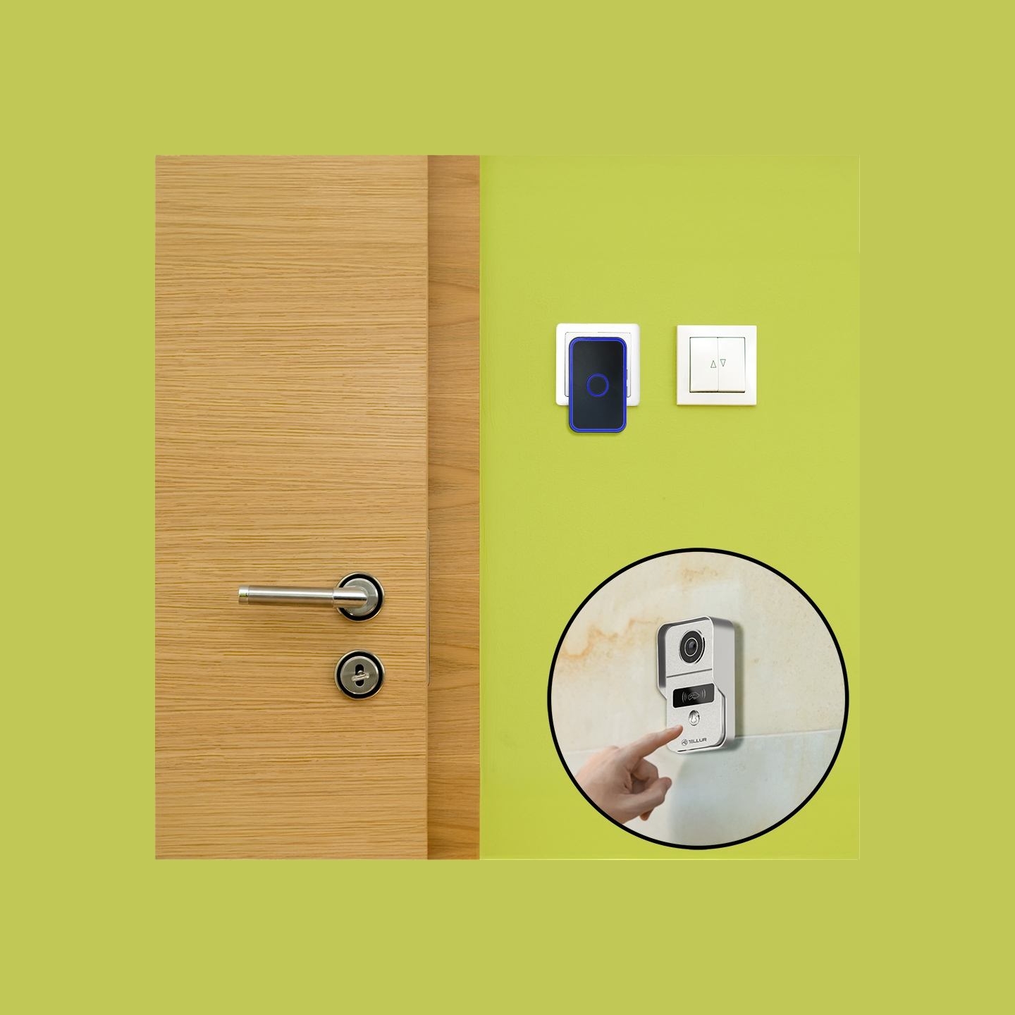 Tellur Smart WiFi Video DoorBell 1080P, Unlock function, Indoor chime, grey