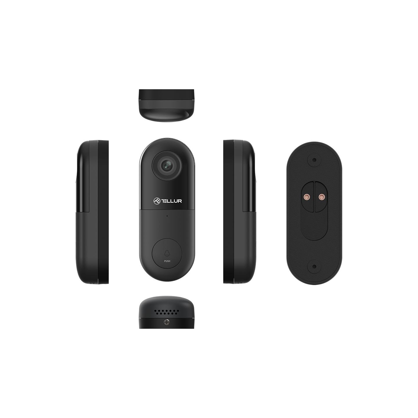 Tellur Smart WiFi Video DoorBell 1080P, PIR, Wired Black
