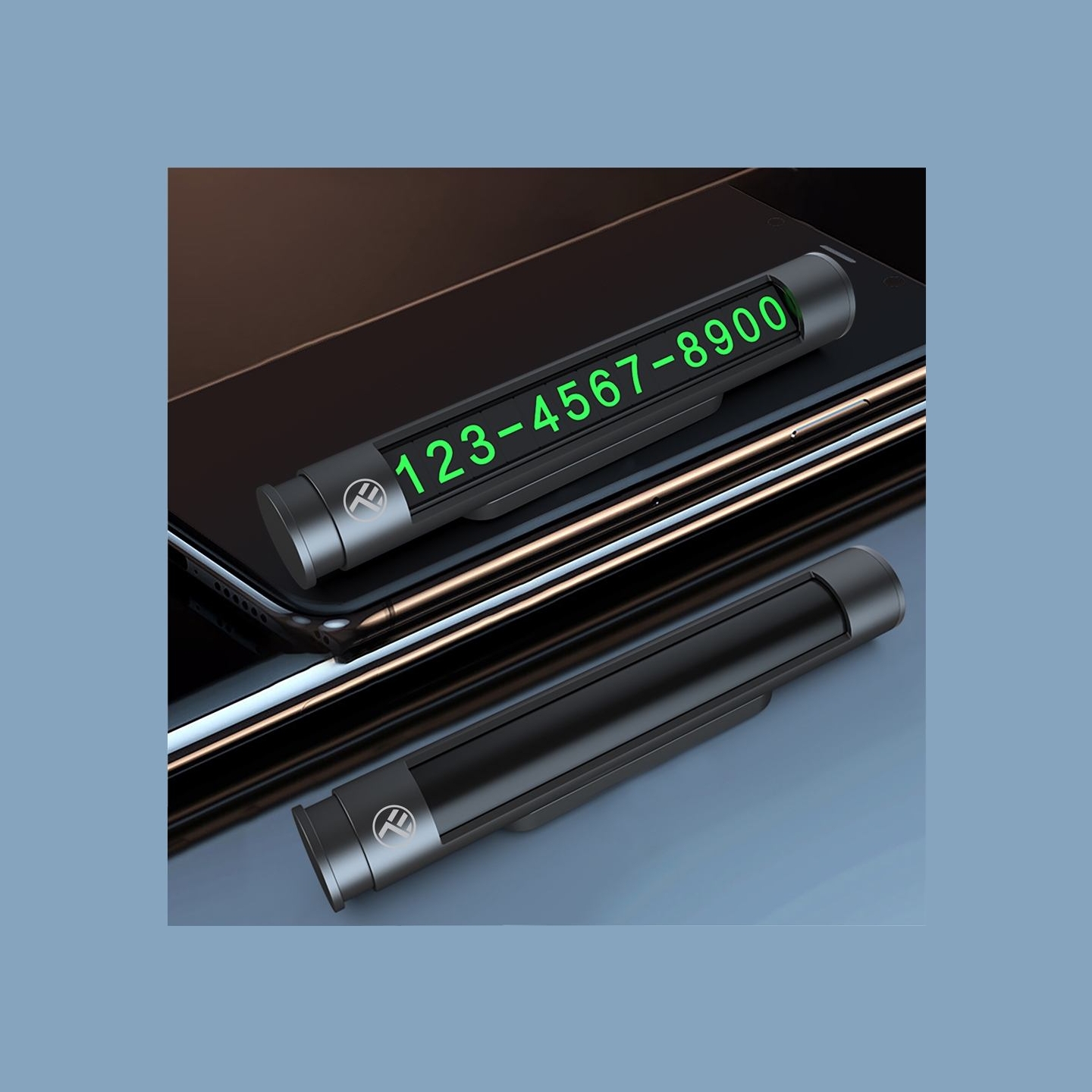 Tellur Temporary Car Parking Card For Two Phone Numbers Metallic Black