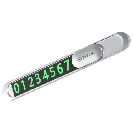 Tellur Temporary Car Parking Phone Number Card Metallic Silver