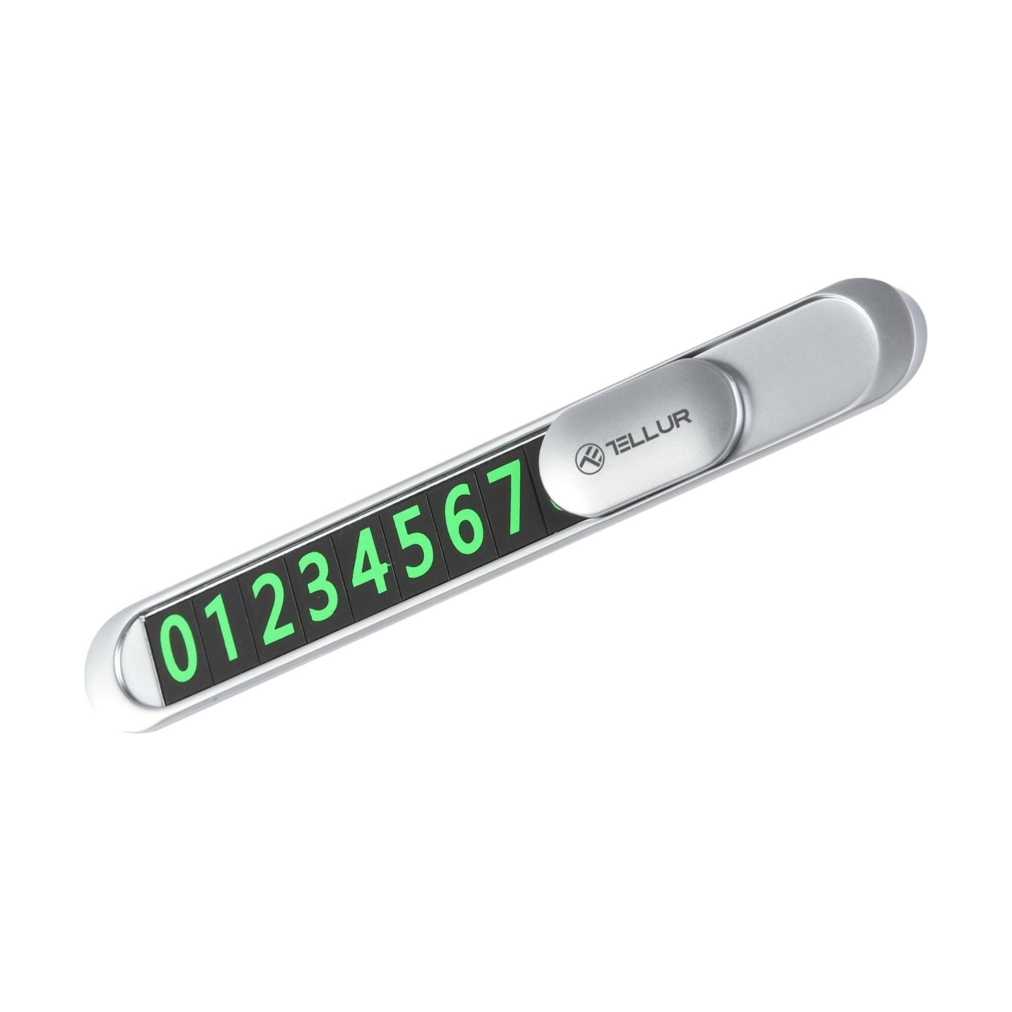 Tellur Temporary Car Parking Phone Number Card Metallic Silver