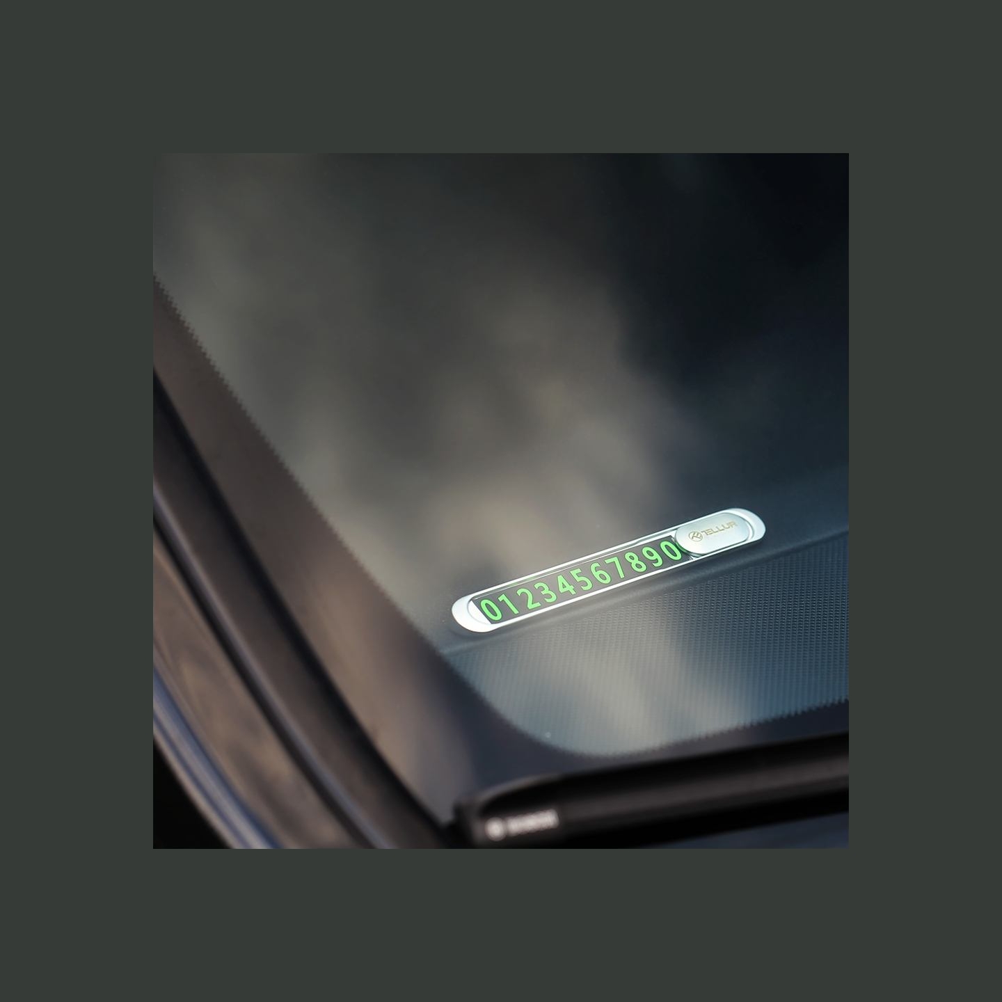 Tellur Temporary Car Parking Phone Number Card Metallic Silver