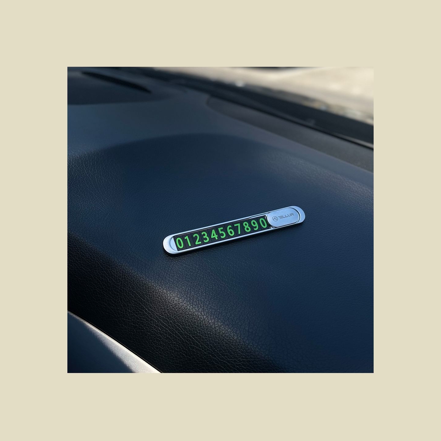 Tellur Temporary Car Parking Phone Number Card Metallic Silver