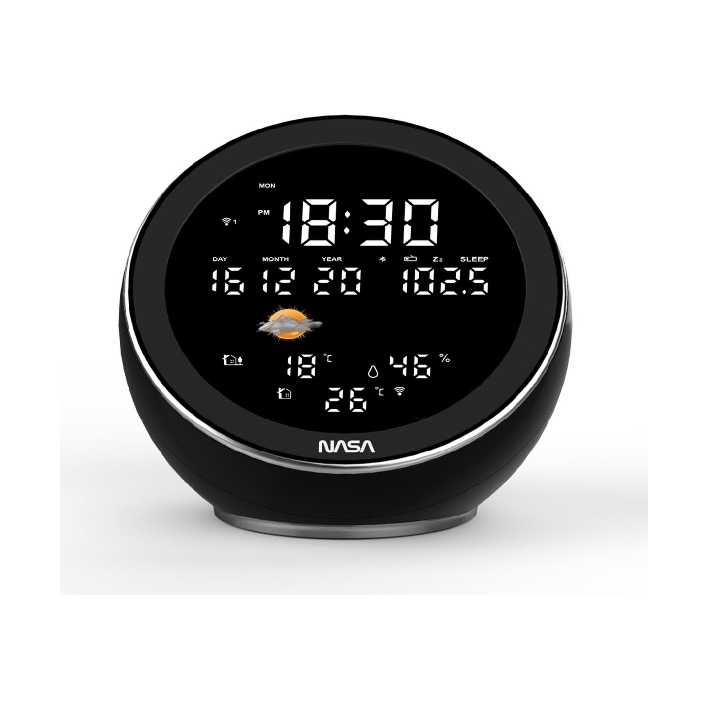 Nasa WSP1500 black Weather Station/Speaker BT Moon