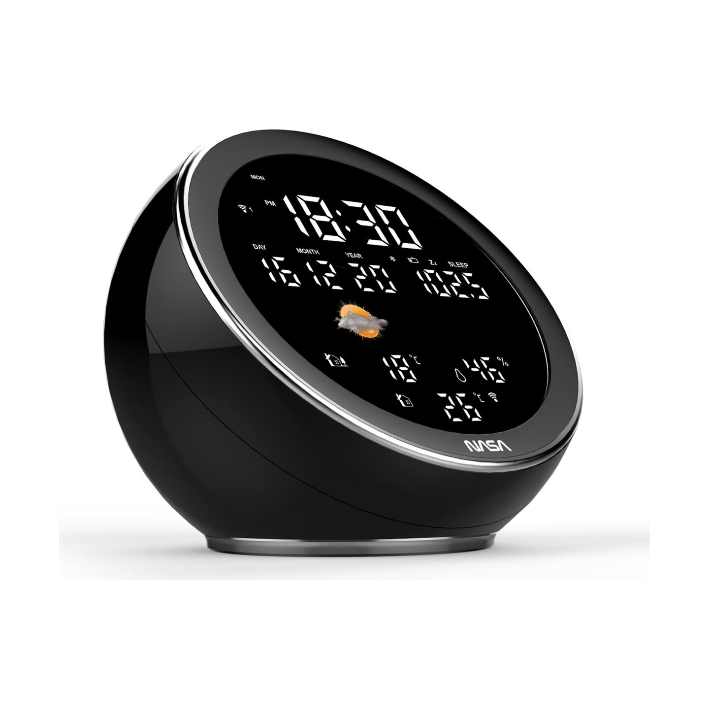 Nasa WSP1500 black Weather Station/Speaker BT Moon