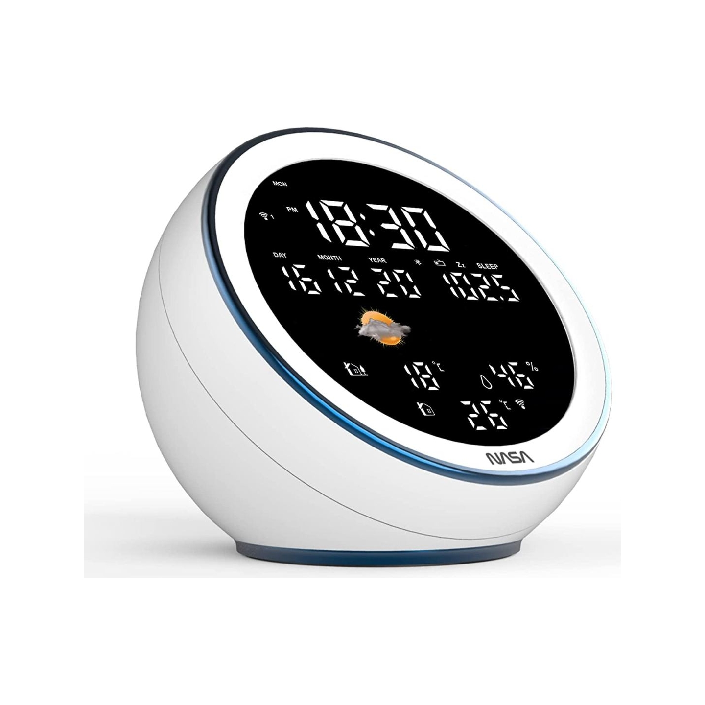 Nasa WSP1500 white Weather Station/Speaker BT Moon