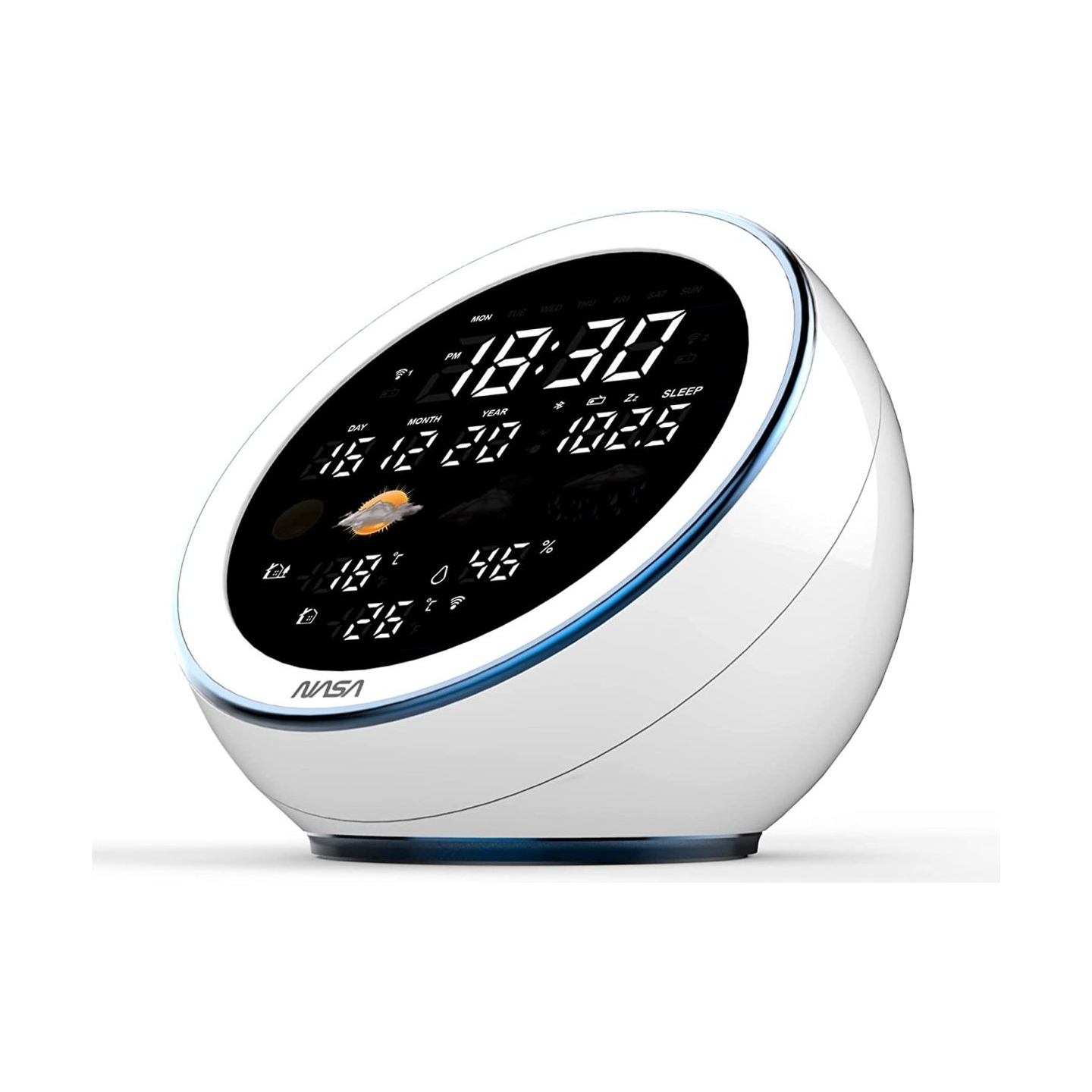 Nasa WSP1500 white Weather Station/Speaker BT Moon
