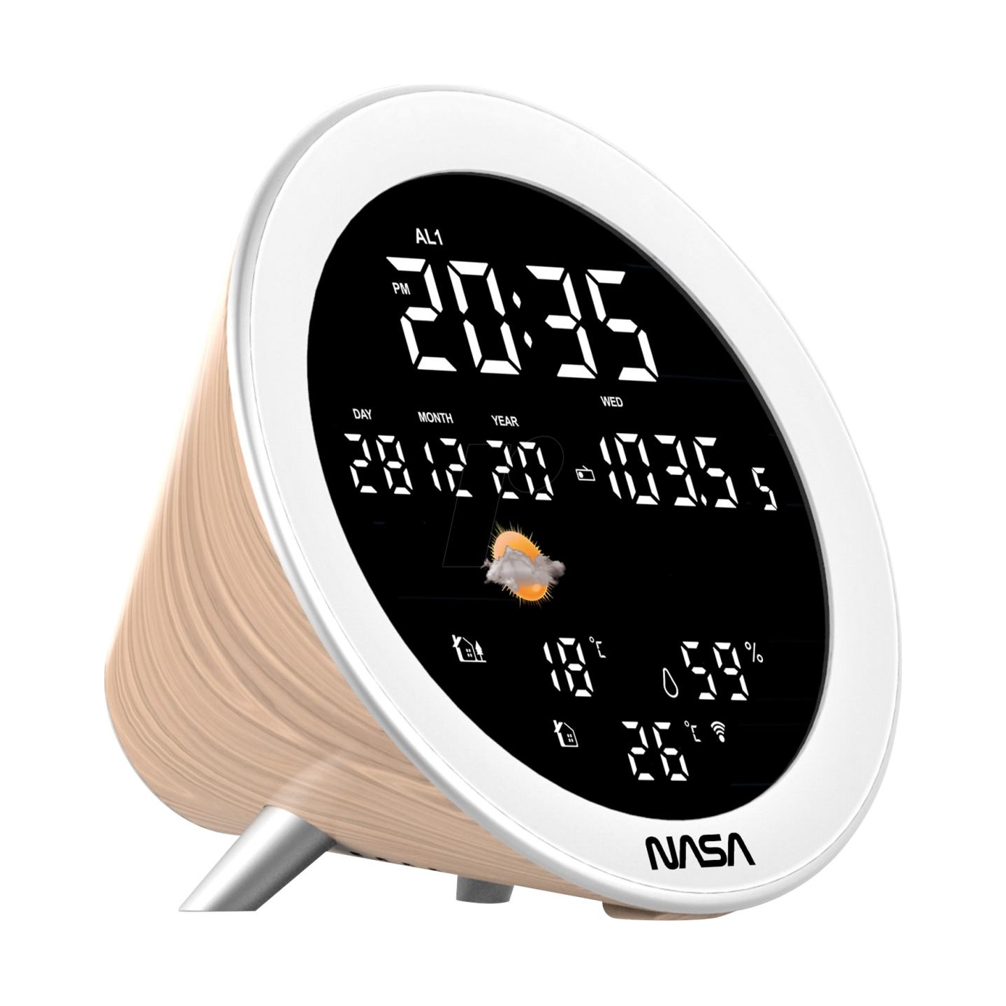 Nasa WSP1700 wood Weather Station/Speaker BT Ship