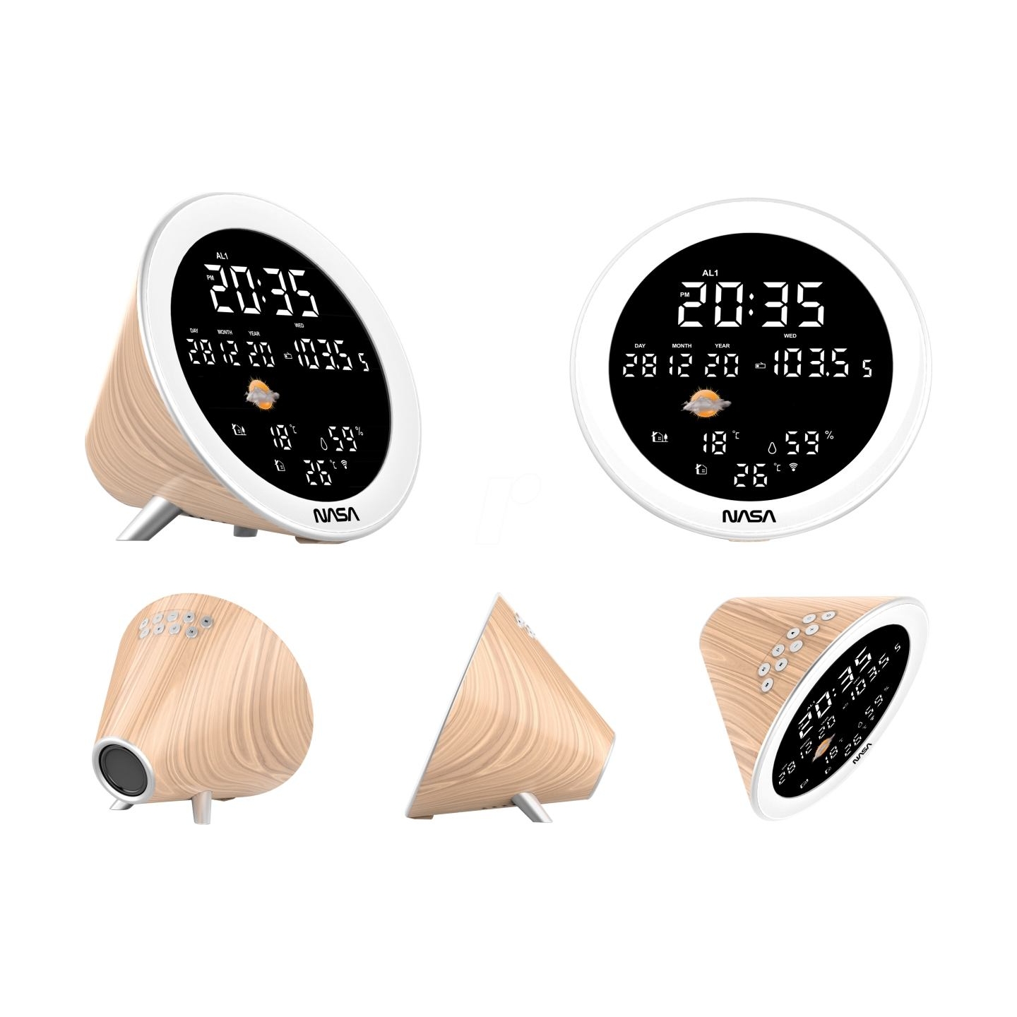 Nasa WSP1700 wood Weather Station/Speaker BT Ship
