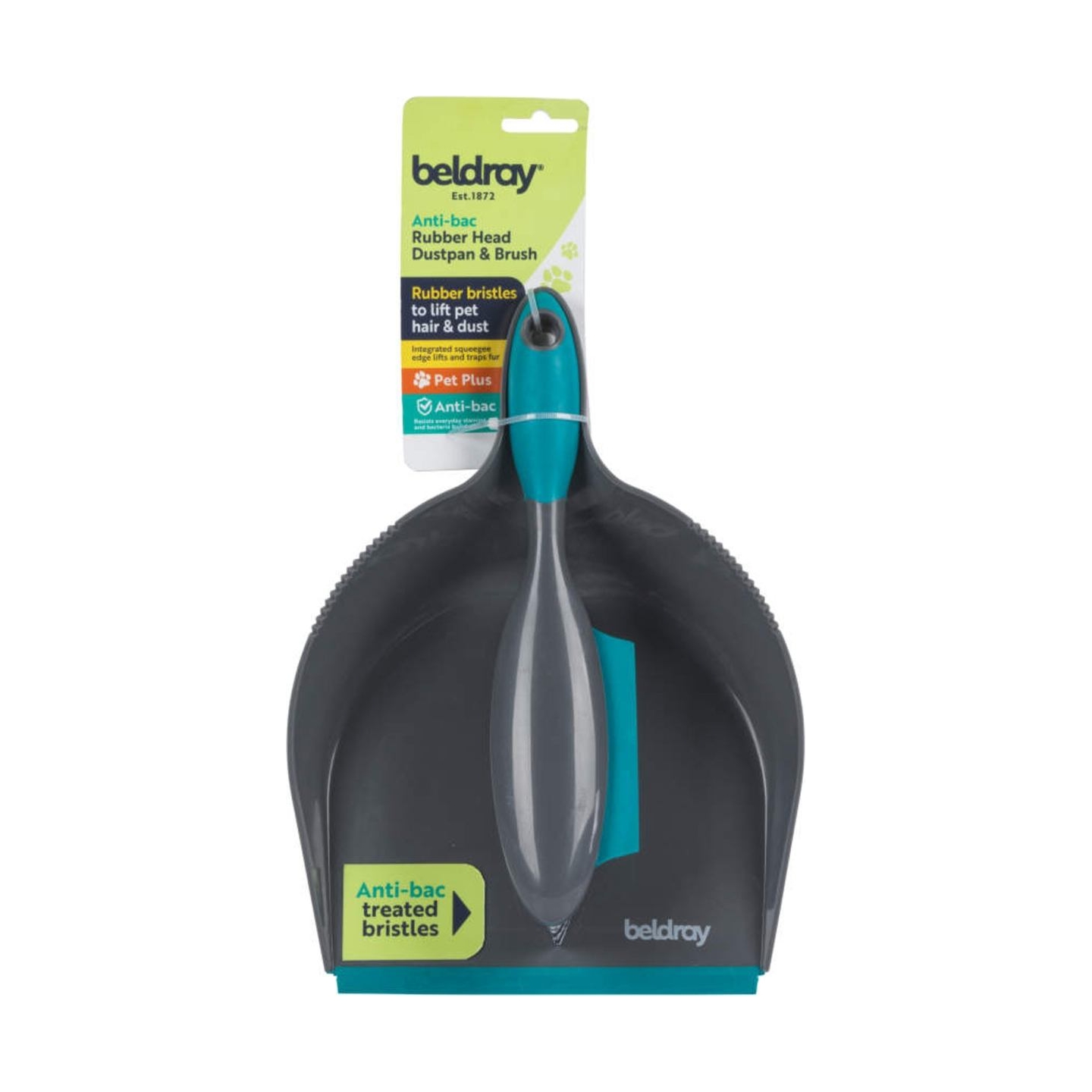 Beldray LA034191UFPEU7 Anti-bac Pet Plus+ Rubber Head Dustpan & Brush Set