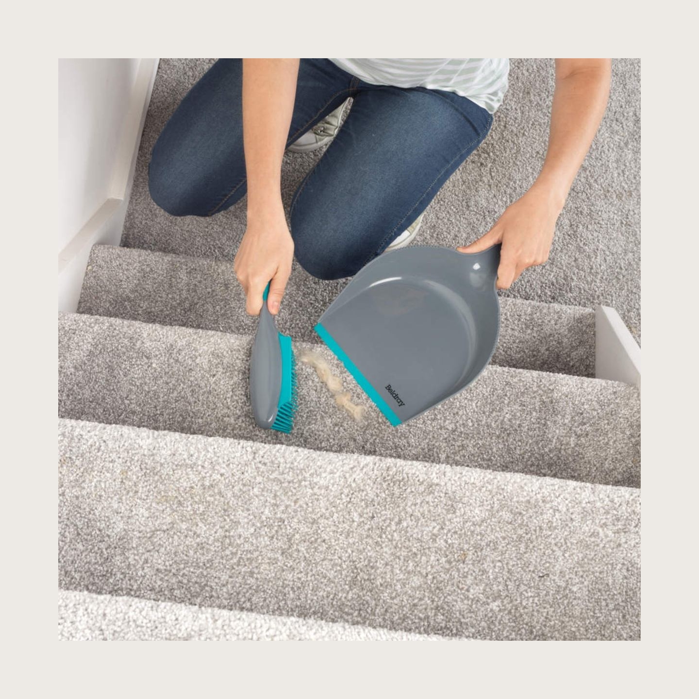 Beldray LA034191UFPEU7 Anti-bac Pet Plus+ Rubber Head Dustpan & Brush Set