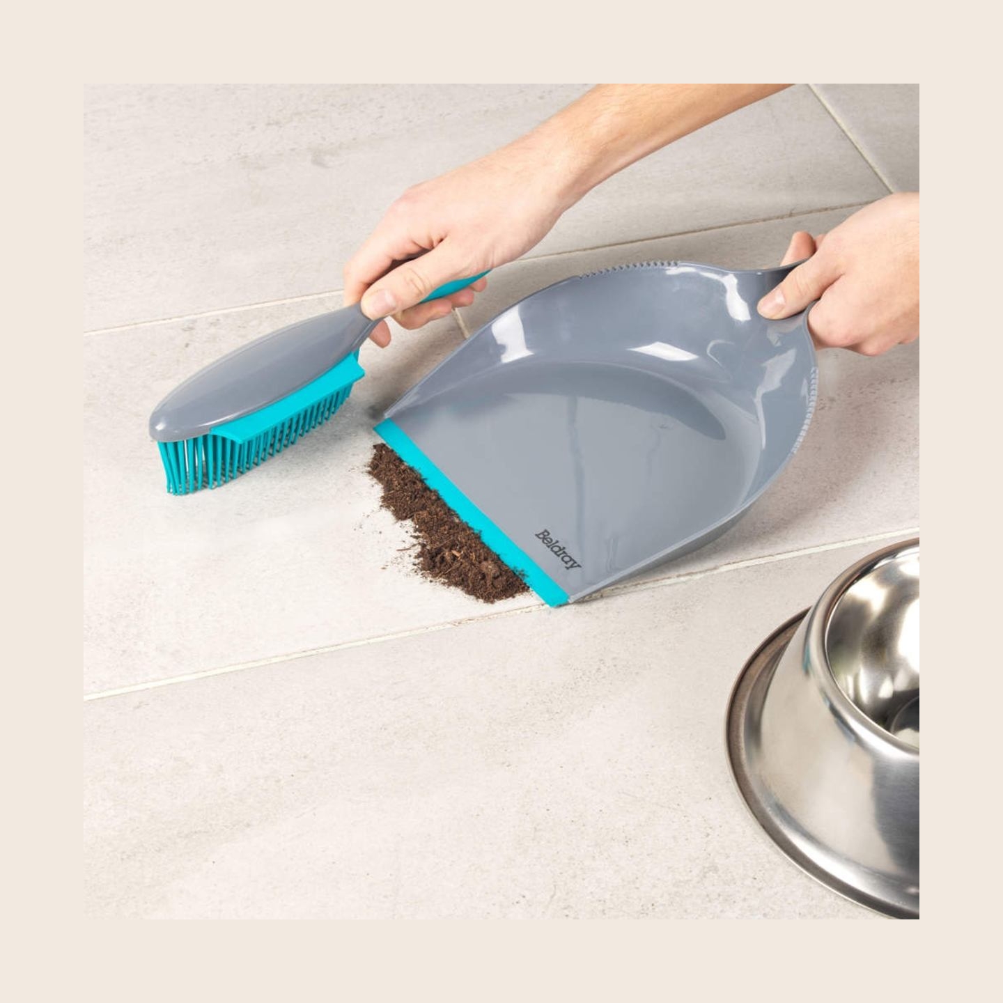 Beldray LA034191UFPEU7 Anti-bac Pet Plus+ Rubber Head Dustpan & Brush Set