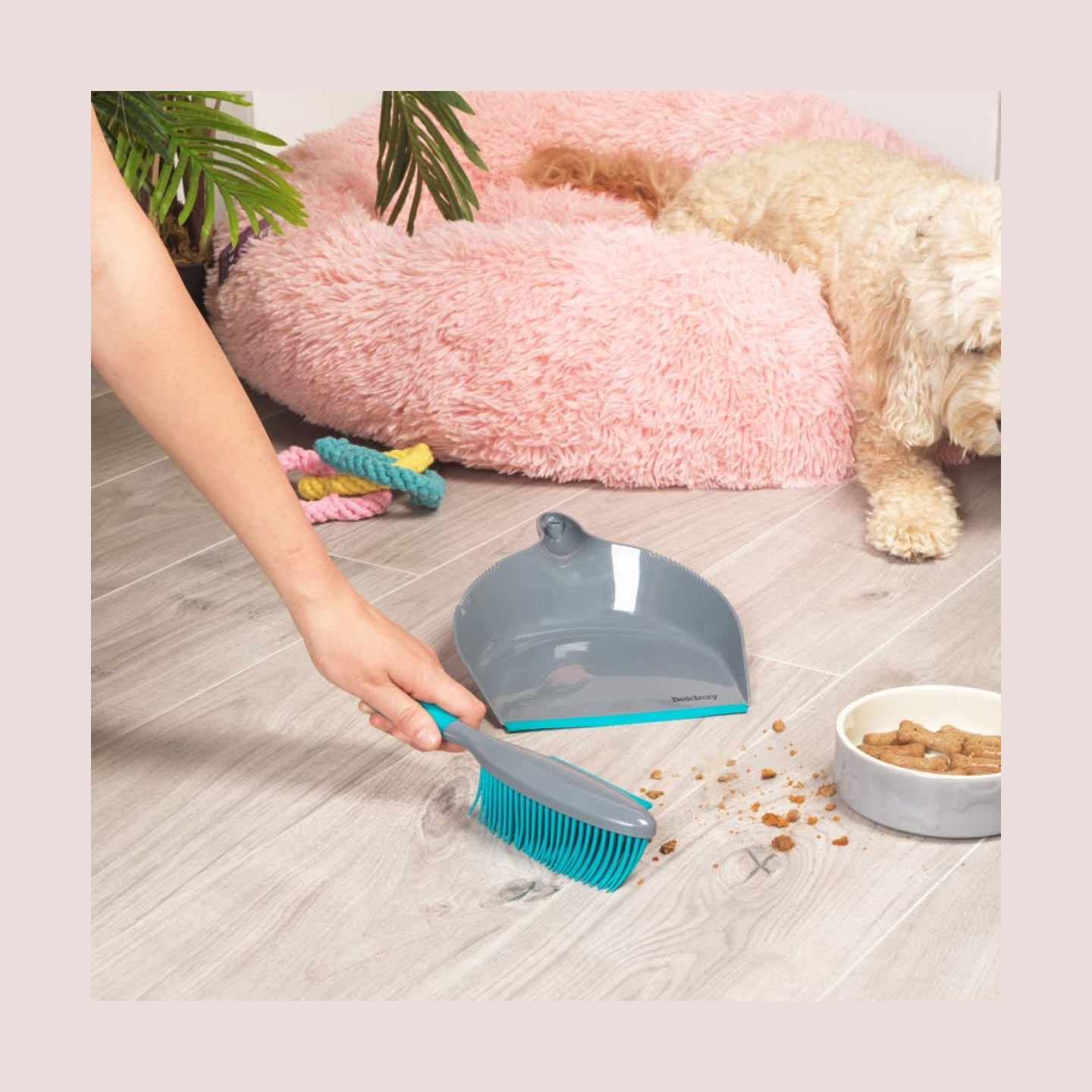 Beldray LA034191UFPEU7 Anti-bac Pet Plus+ Rubber Head Dustpan & Brush Set