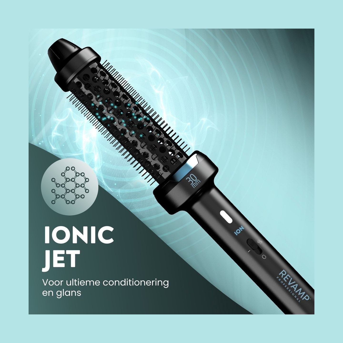 Revamp BR-1300A-EU Ceramic & Ionic 30mm Hot Brush Black