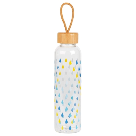 Cambridge CM06991 Raindrops Glass Bottle 550ml with Bamboo Lid