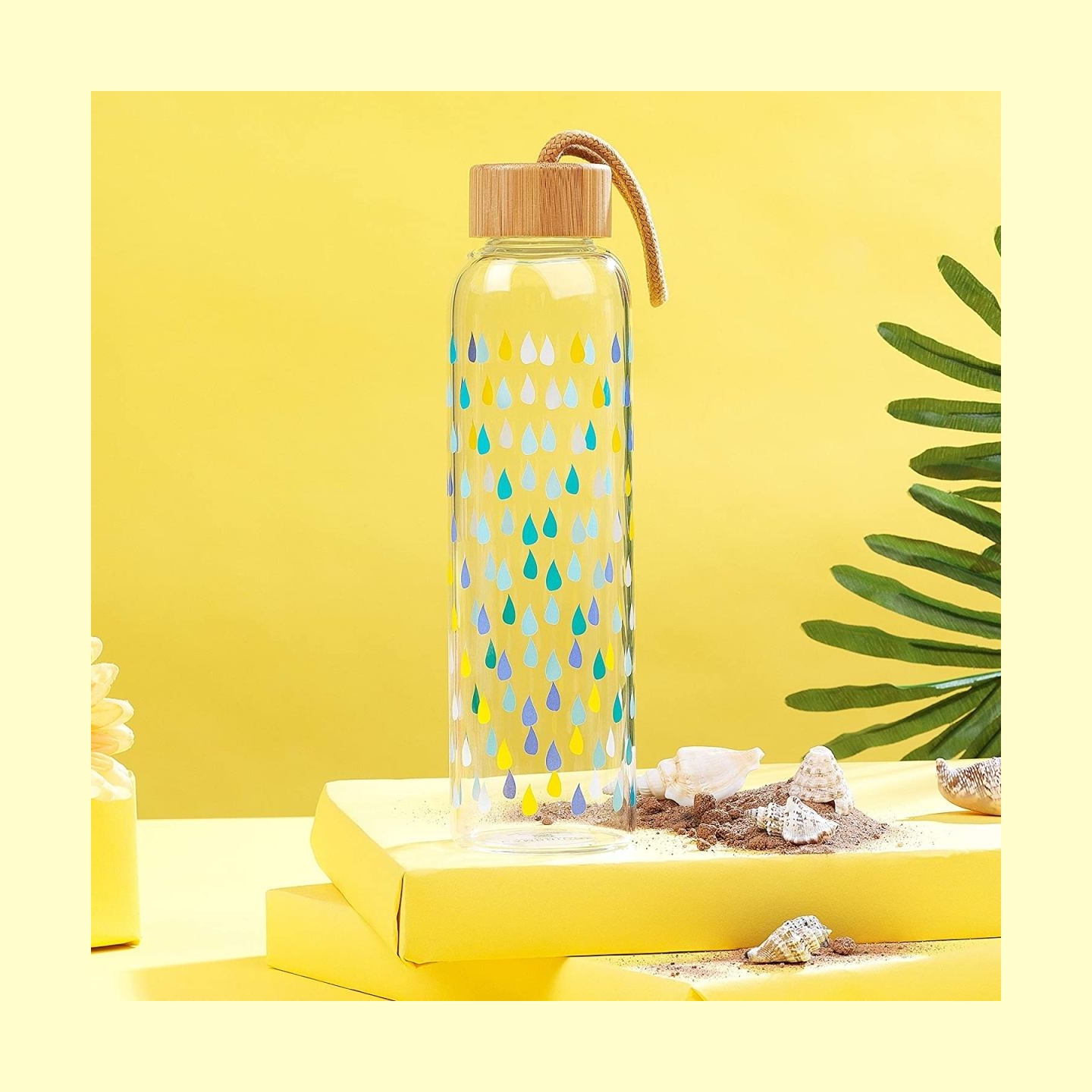 Cambridge CM06991 Raindrops Glass Bottle 550ml with Bamboo Lid