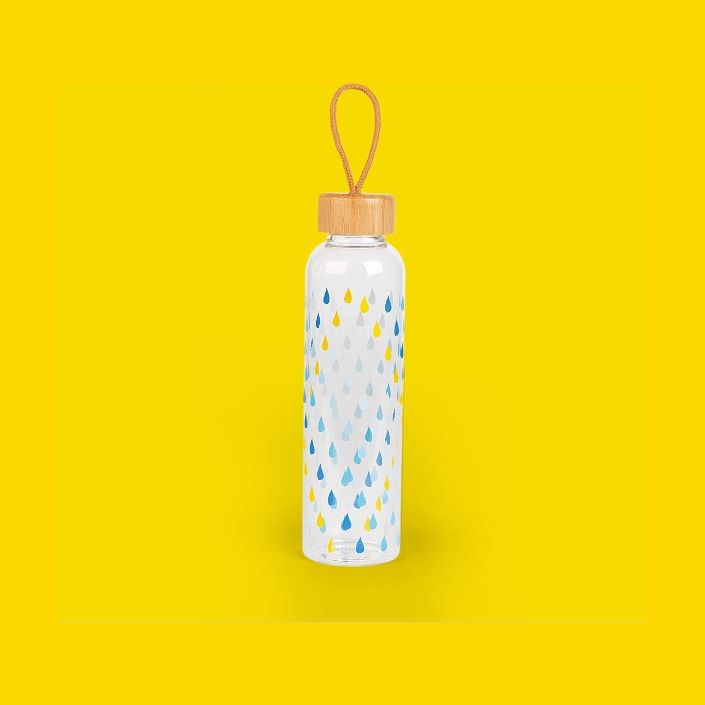 Cambridge CM06991 Raindrops Glass Bottle 550ml with Bamboo Lid