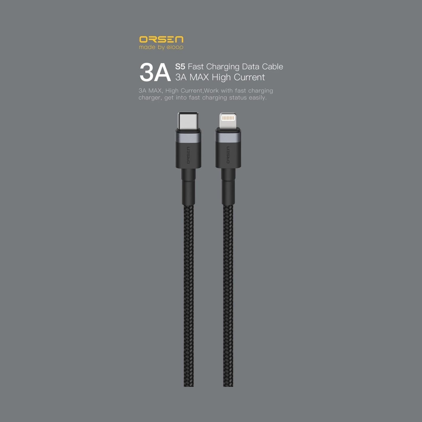 Orsen S51 Type C to Lightning 3A 1m red