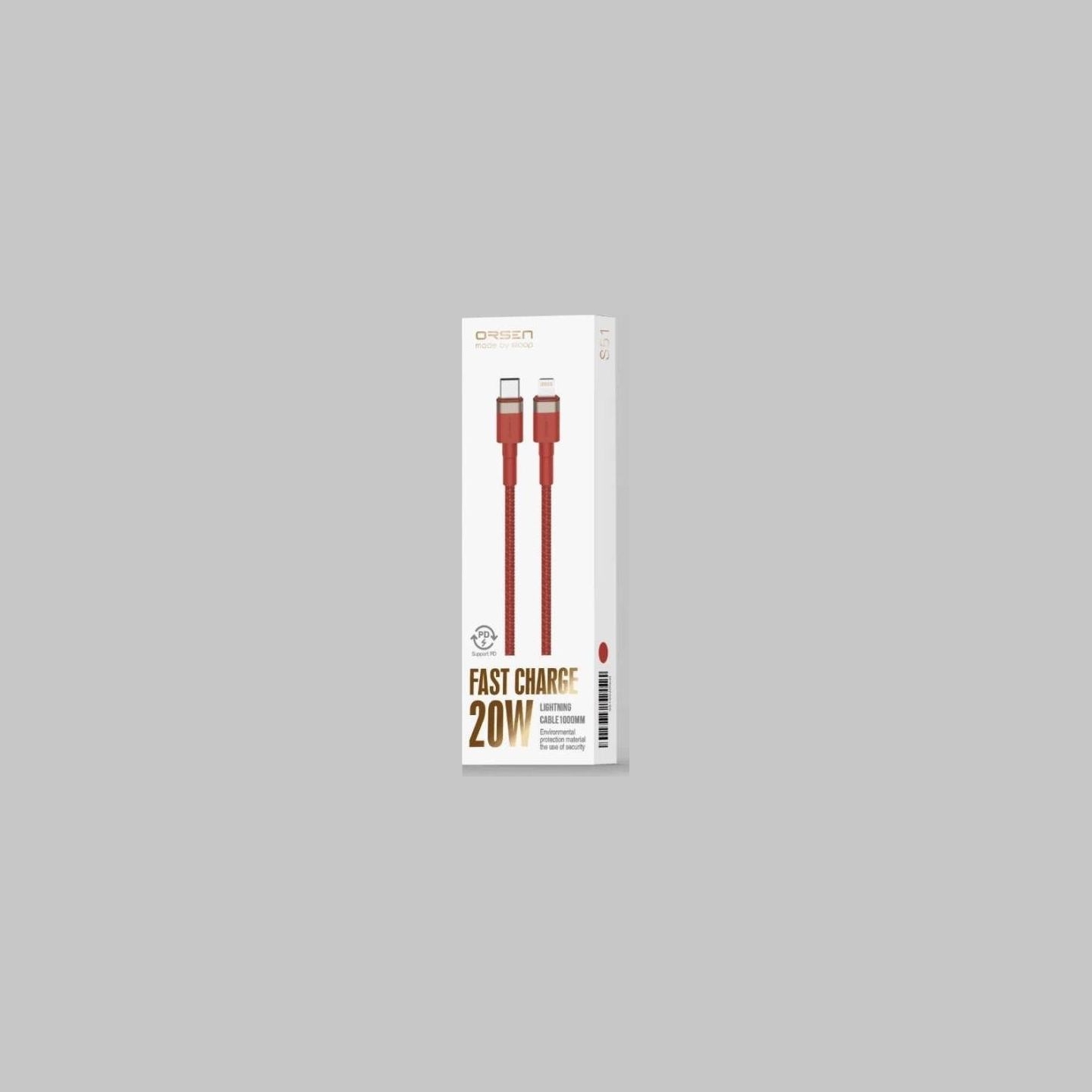 Orsen S51 Type C to Lightning 3A 1m red