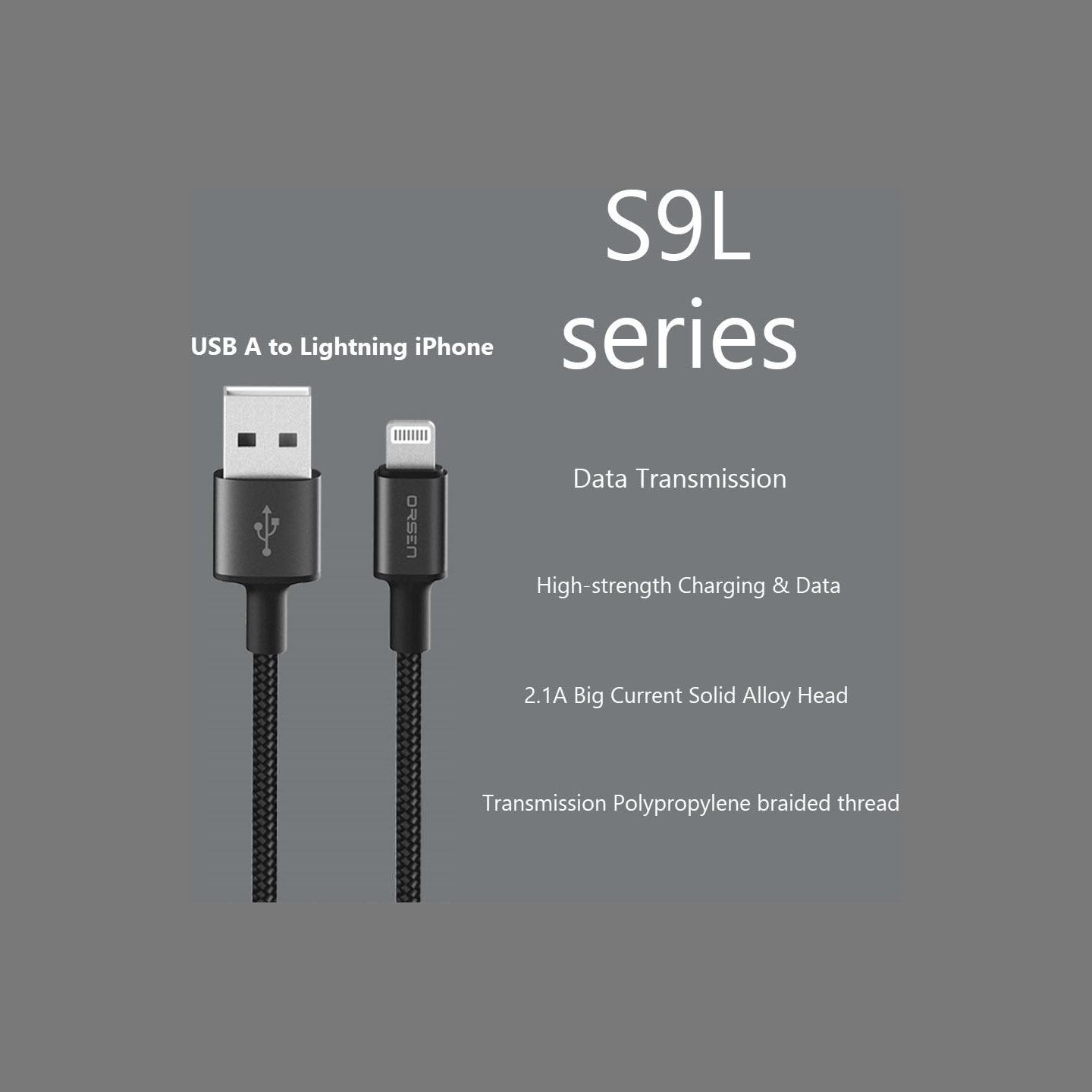 Orsen S9L USB A and Lightning 2.1A 1m black