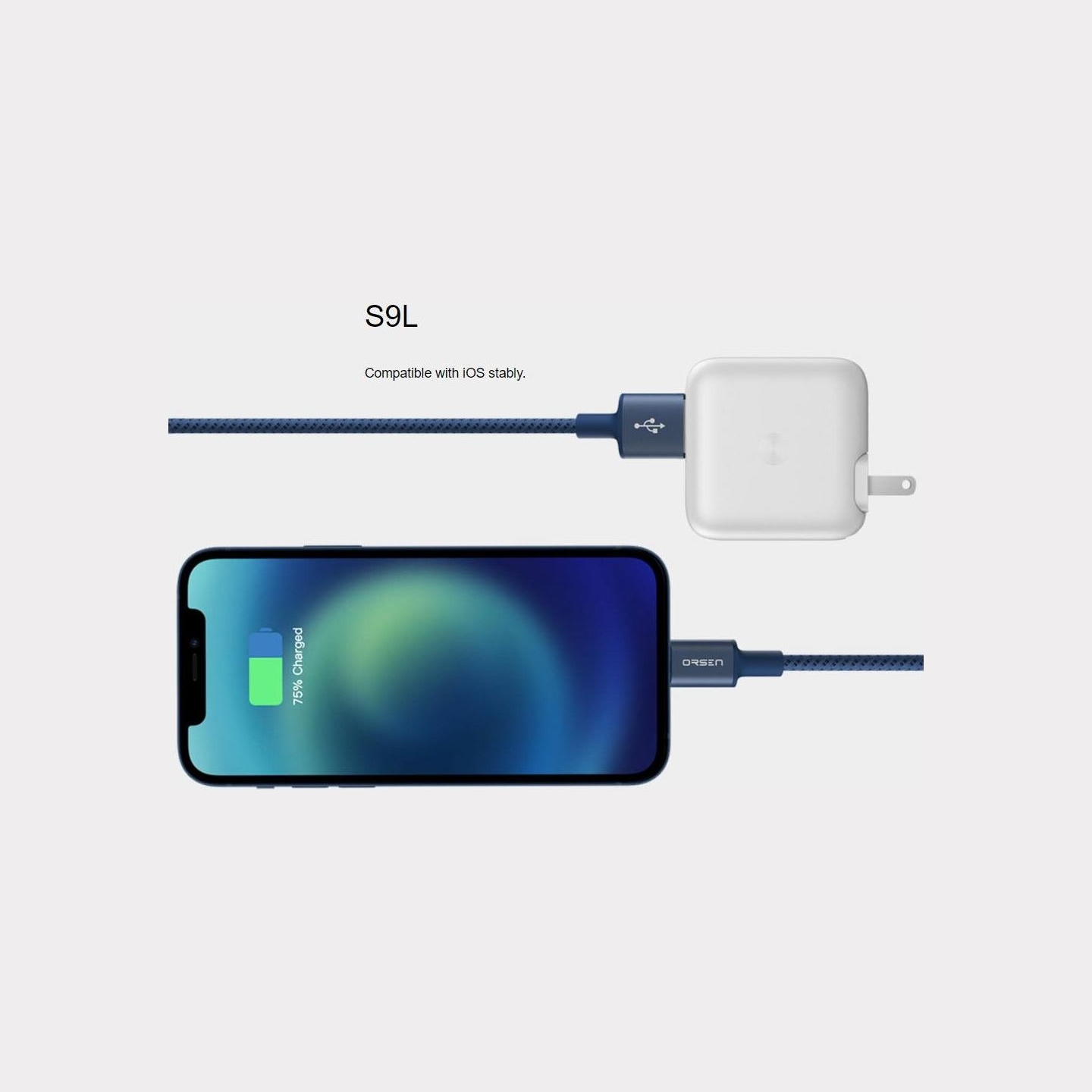 Orsen S9L USB A and Lightning 2.1A 1m black