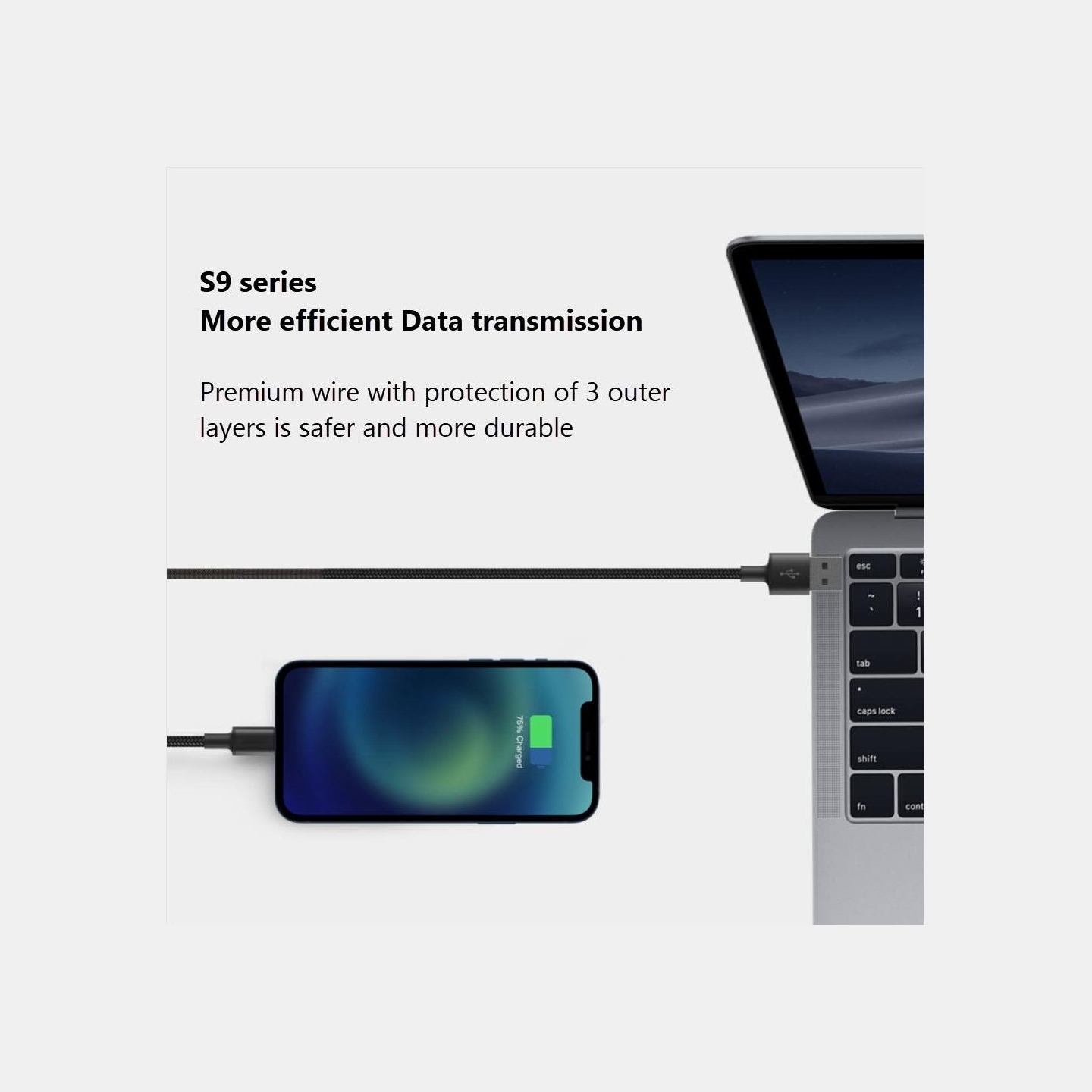 Orsen S9L USB A and Lightning 2.1A 1m black