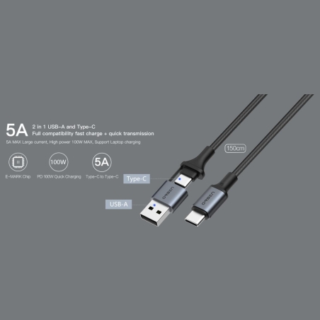 Orsen S8 2-IN-1 USB and Type-C 5A 1.5m black