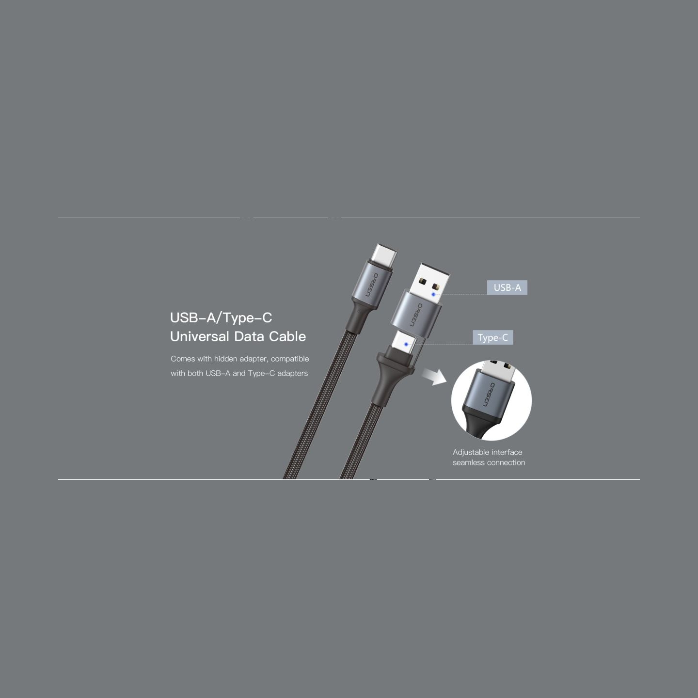 Orsen S8 2-IN-1 USB and Type-C 5A 1.5m black