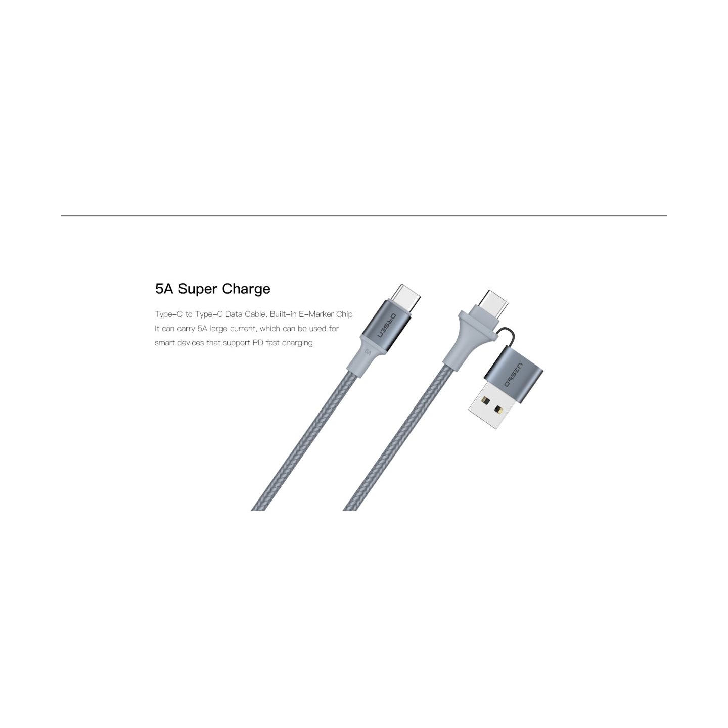 Orsen S8 2-IN-1 USB and Type-C 5A 1.5m black