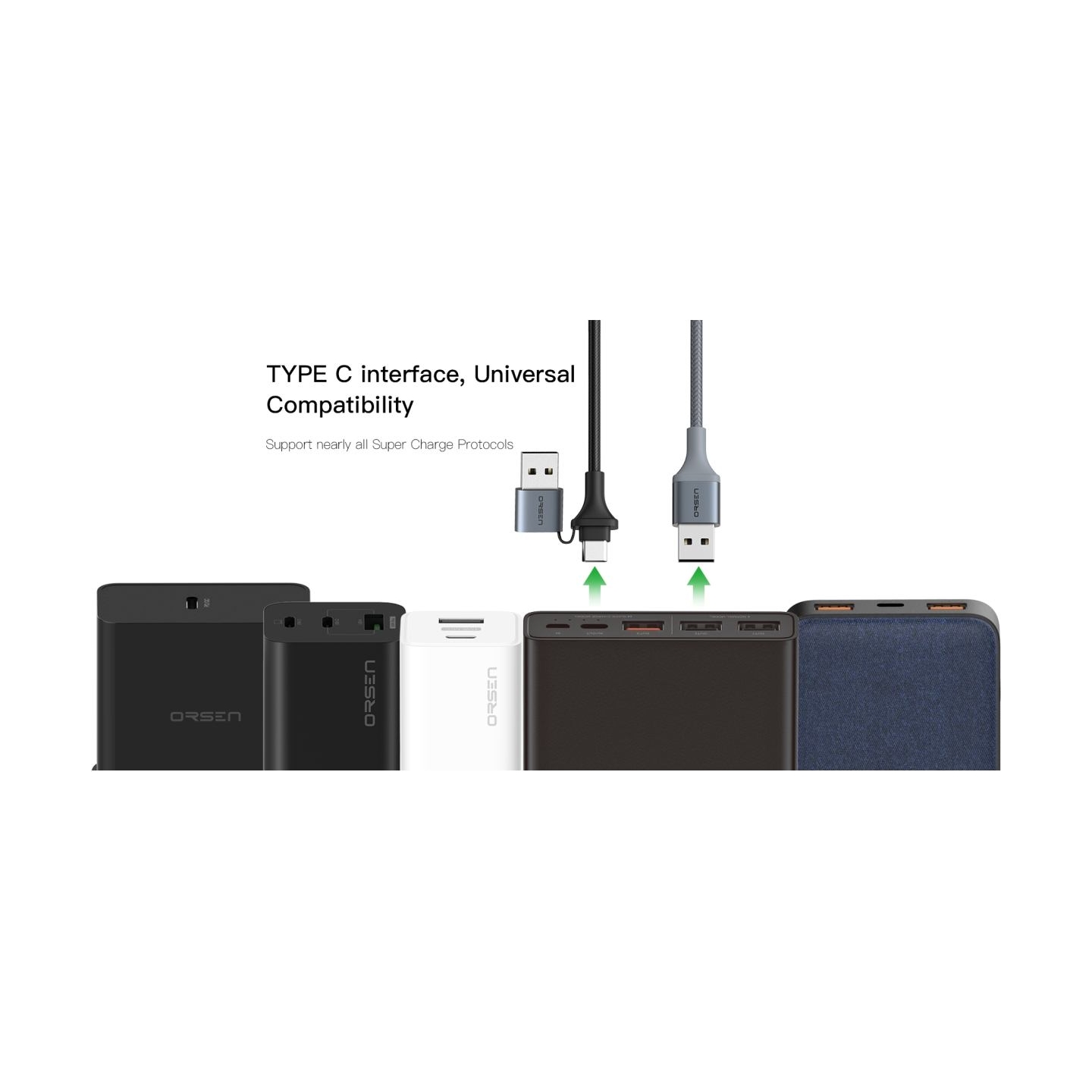 Orsen S8 2-IN-1 USB and Type-C 5A 1.5m black