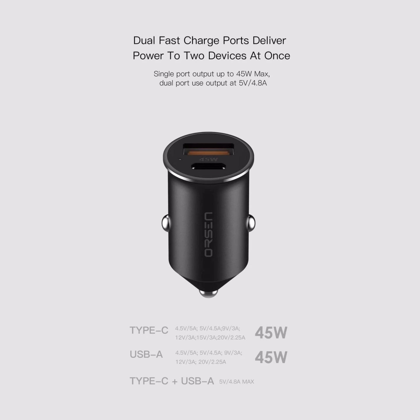 Orsen C8 45W Mini Car Charger black