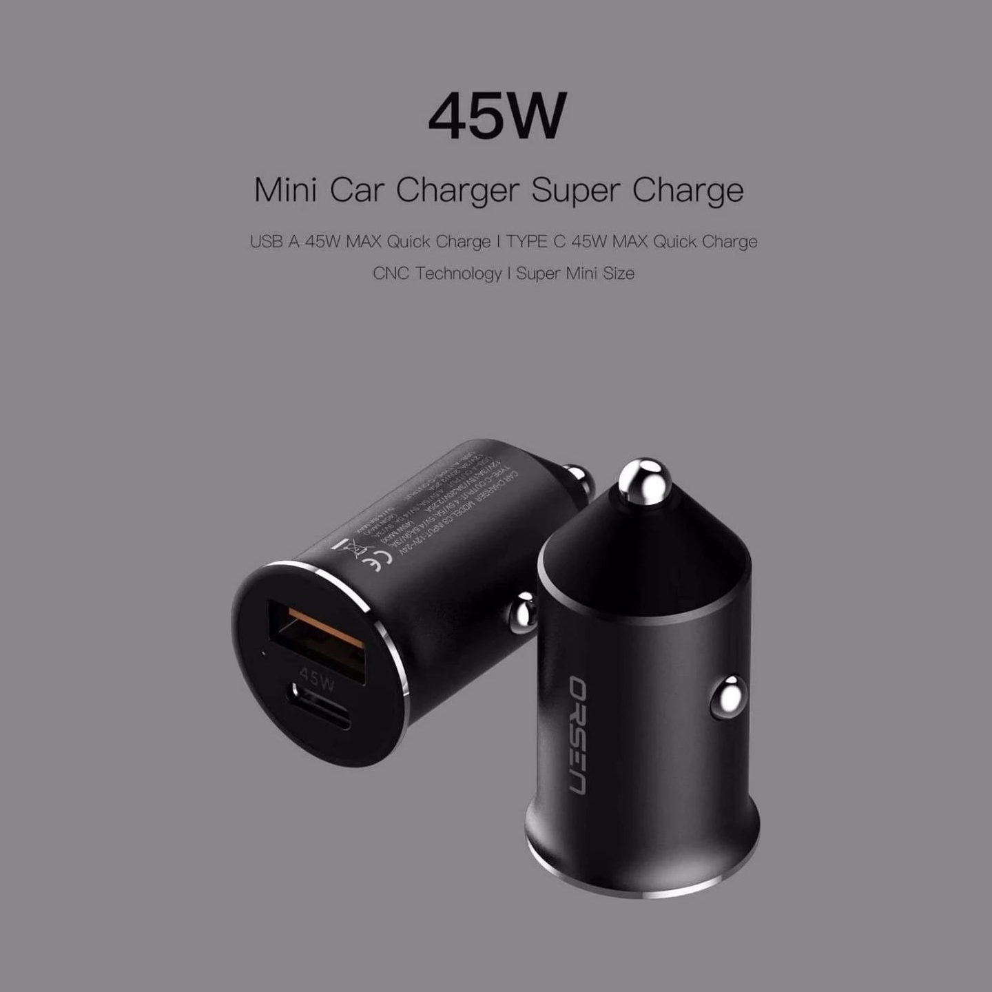 Orsen C8 45W Mini Car Charger black