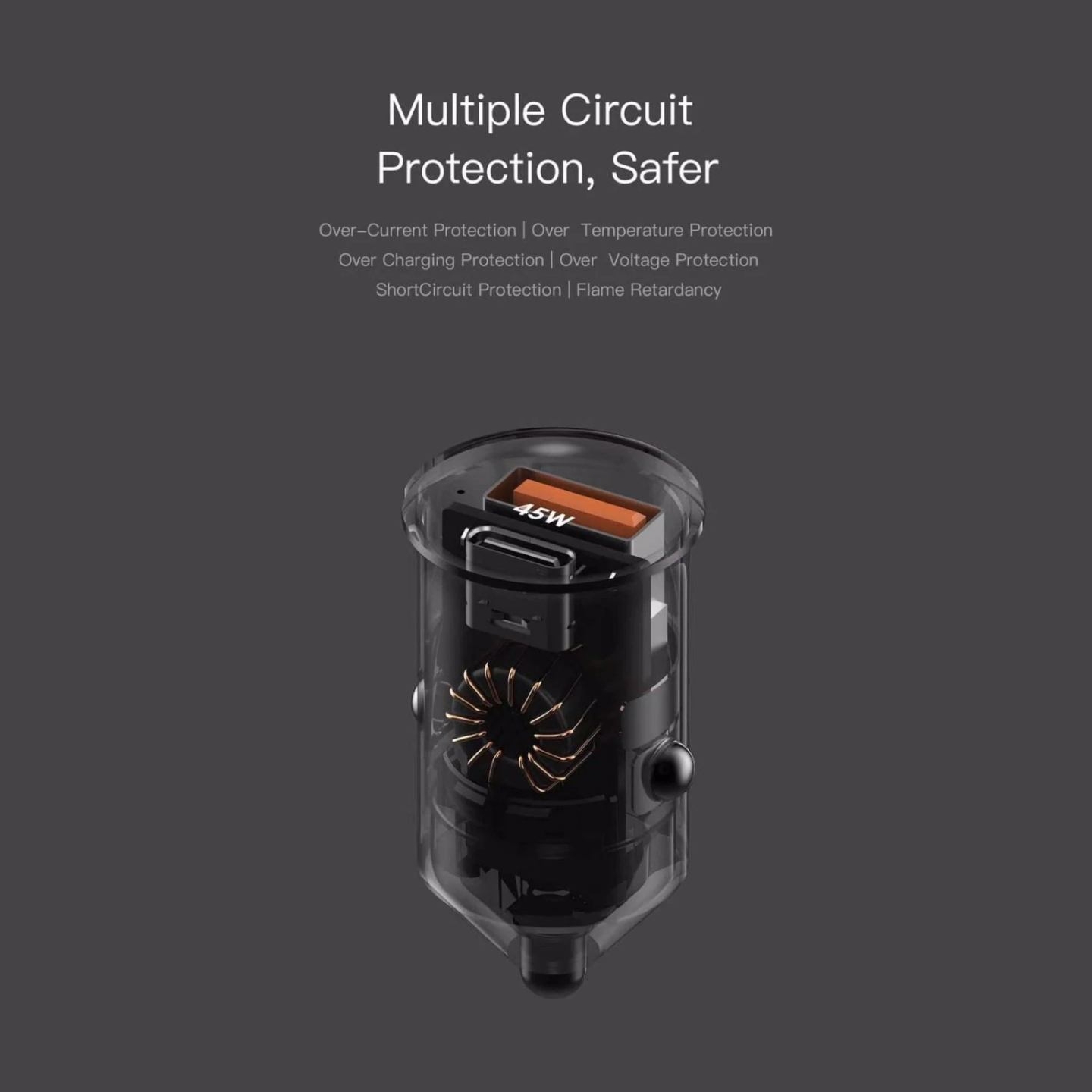 Orsen C8 45W Mini Car Charger black