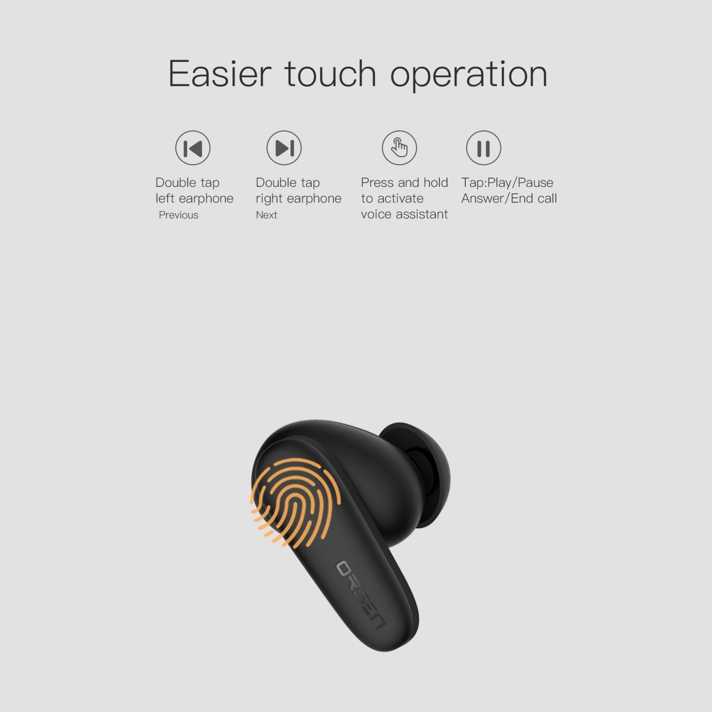 Orsen T3 Bluetooth Earphones Black