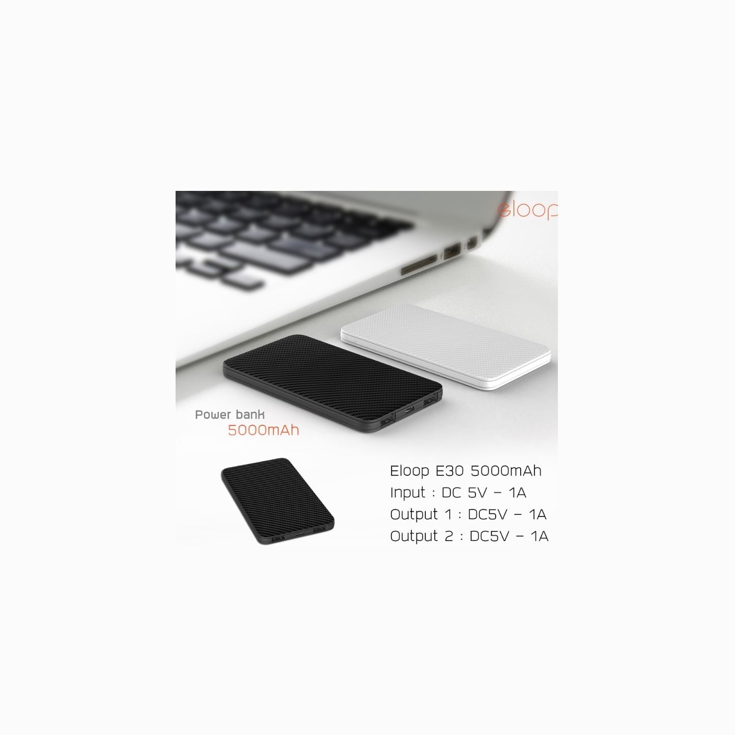 Eloop E30 Mobile Power Bank 5000mAh black