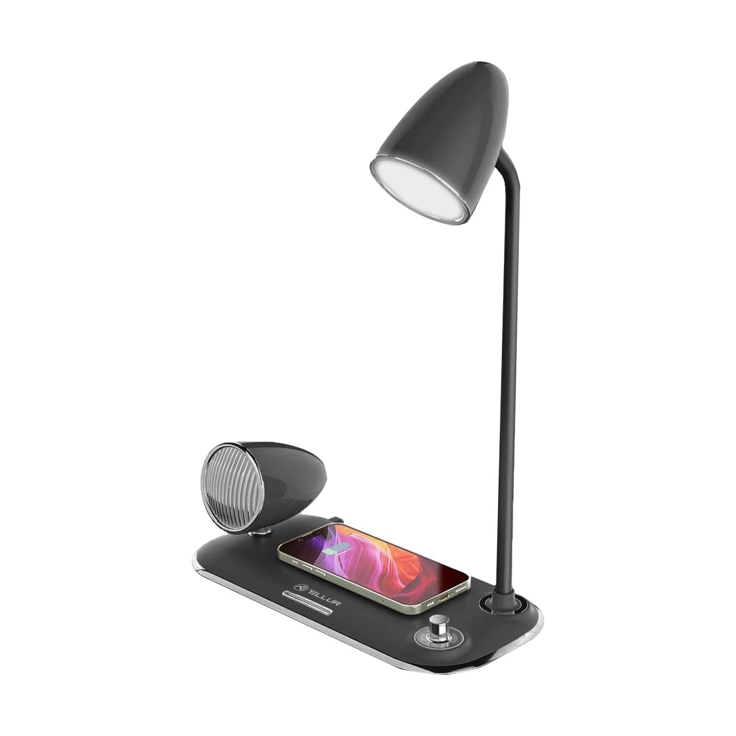 Tellur Nostalgia Wireless Desk Charger, Bluetooth Speaker, Desk Lamp black