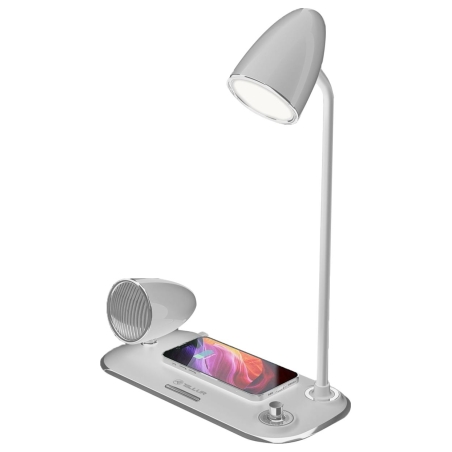 Tellur Nostalgia Wireless Desk Charger, Bluetooth Speaker, Desk Lamp white